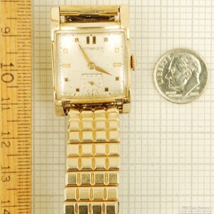 Wittnauer grade NM6 vintage wrist watch, 17 jewels, heavy yellow gold filled rectangular case image 6