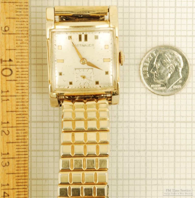 Wittnauer grade NM6 vintage wrist watch, 17 jewels, heavy yellow gold filled rectangular case image 6