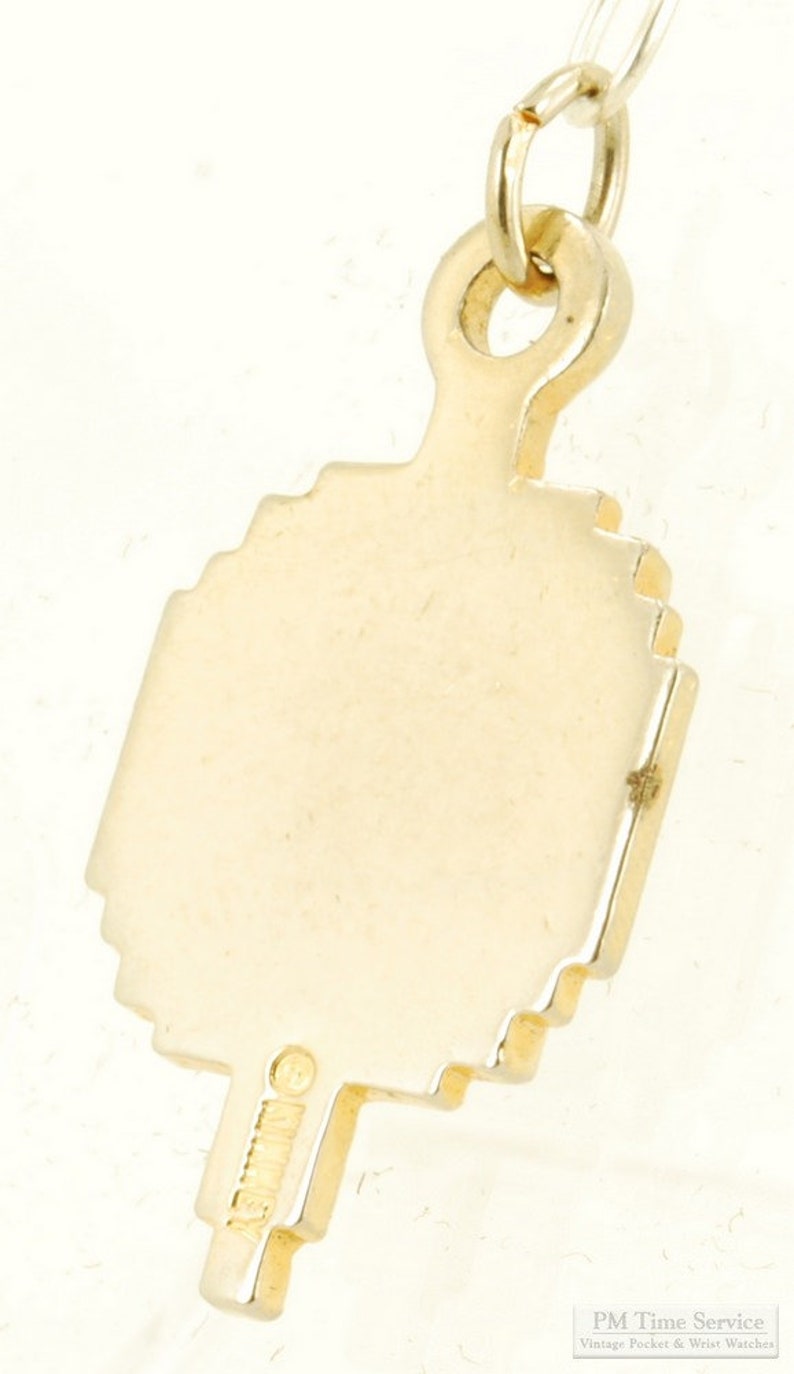 Kinney yellow gold filled & enamel lantern-shaped Cheyenne Mountain HS high school pocket watch chain fob image 2