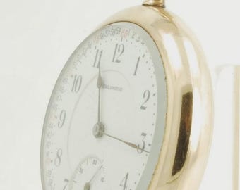Vintage zakhorloge van Burlington by Illinois, klasse 107, maat 16, 21 jewels, zware kast van geelgoud (gevuld).