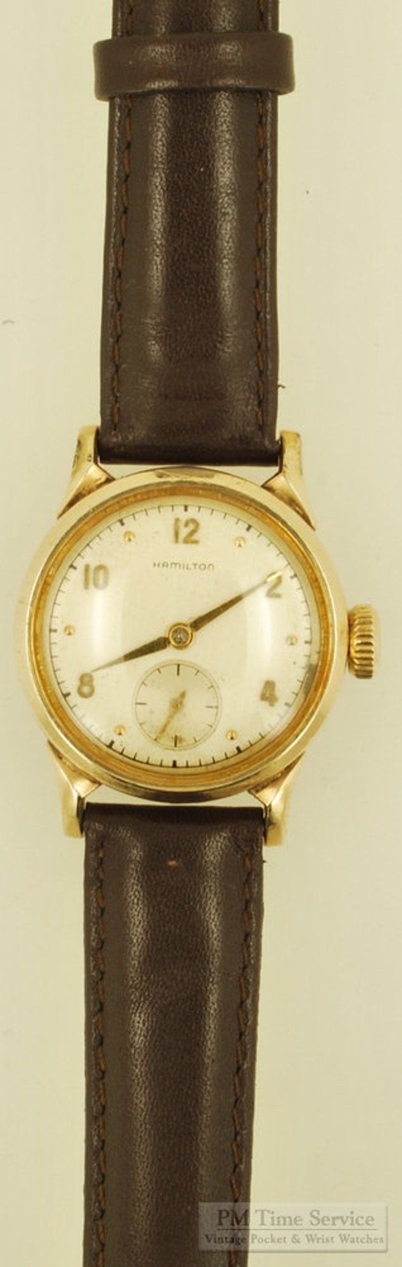Hamilton vintage grade 747 wrist watch, 17 jewels, handsome yellow gold filled water-resistant Nordon model case 画像 4