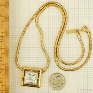 Avon square gold-toned & pyramid clear crystal pendant with a rope-style 19" necklace image 3