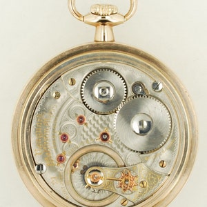 Waltham Vanguard vintage pocket watch, 18 size, 21 jewels, heavy yellow gold filled smooth polish SB&B case image 7