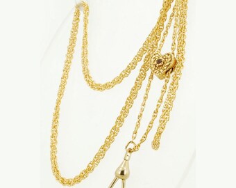 Vintage damesketting van 49,5 cm (19,5 inch) in goudkleur met een schakelketting in Singapore-stijl en een gegraveerde hartvormige sluiting.