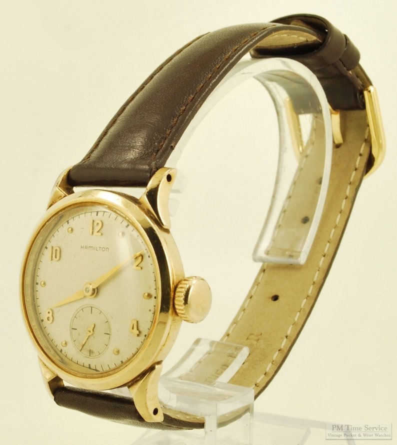 Hamilton vintage grade 747 wrist watch, 17 jewels, handsome yellow gold filled water-resistant Nordon model case 画像 1