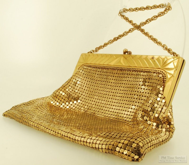 Vintage Whiting & Davis Gold-colored Mesh Art Deco Design Clutch Bag ...