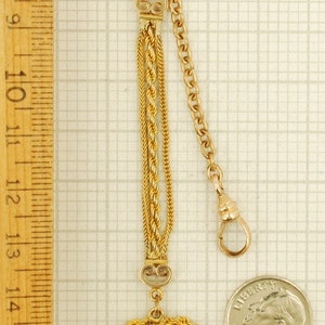 4 vintage yellow gold filled & gold-toned Chatelaine-style pocket watch chain with 3 chain segments arms image 3