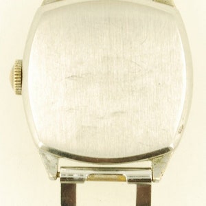 Elgin grade 485 vintage wrist watch, 7 jewels, heavy square chrome case with slightly flared sides image 5