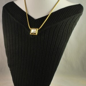 Avon square gold-toned & pyramid clear crystal pendant with a rope-style 19" necklace image 2
