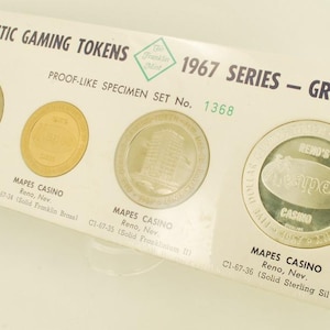 The Franklin Mint Domestic Gaming Tokens 1967 Series Group 9 set 1368; Thunderbird & Mapes casinos