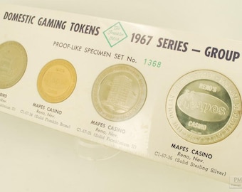 The Franklin Mint Domestic Gaming Tokens 1967 Series Group 9 set 1368; Thunderbird & Mapes casinos