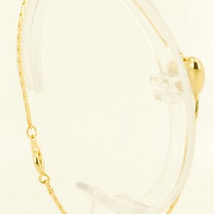 8 yellow gold plated snake-style link bracelet with a puffed heart accent image 2