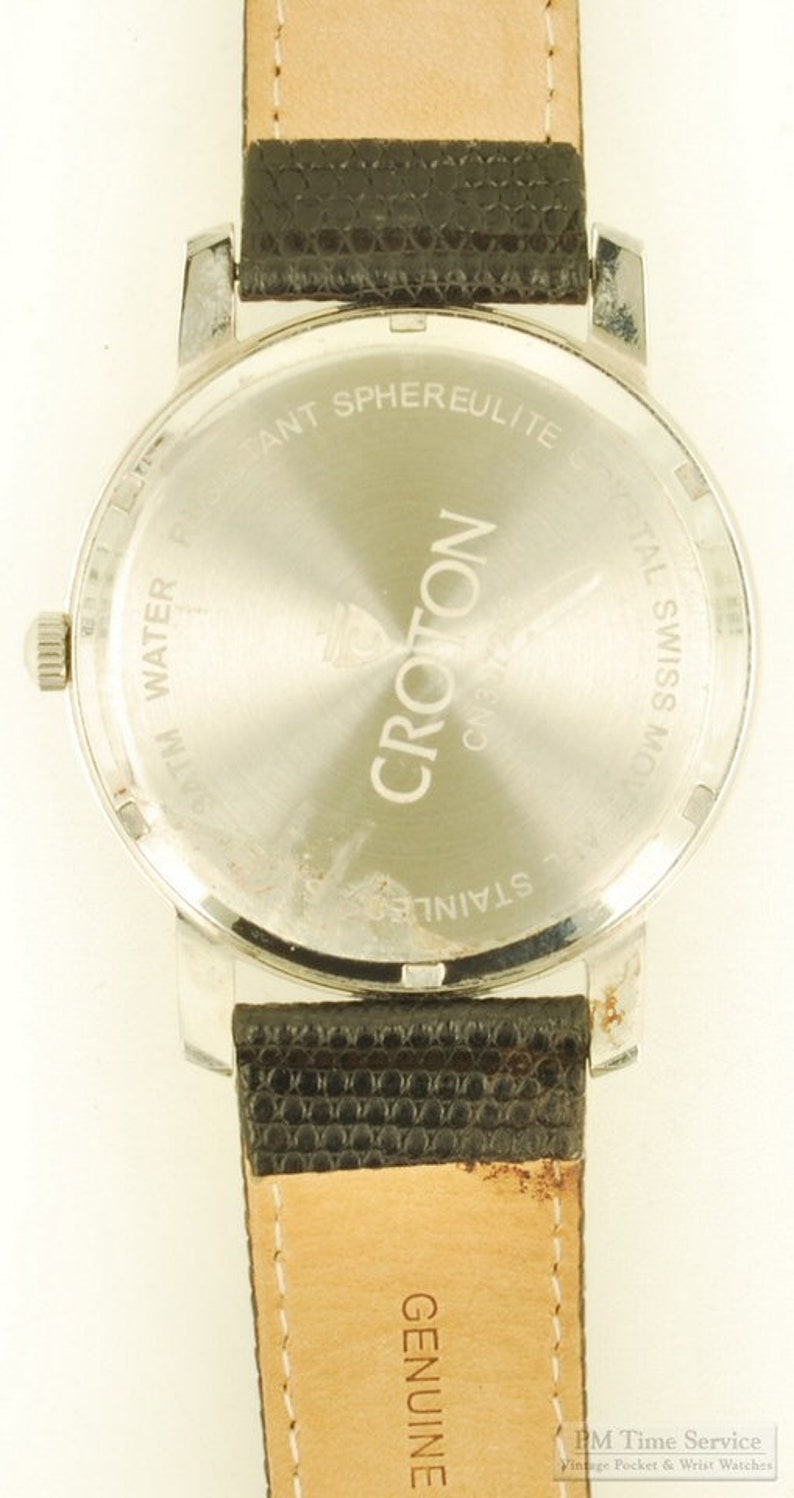 Croton Ermex quartz wrist watch, heavy oversized stainless steel round water-resistant case, boxed image 4