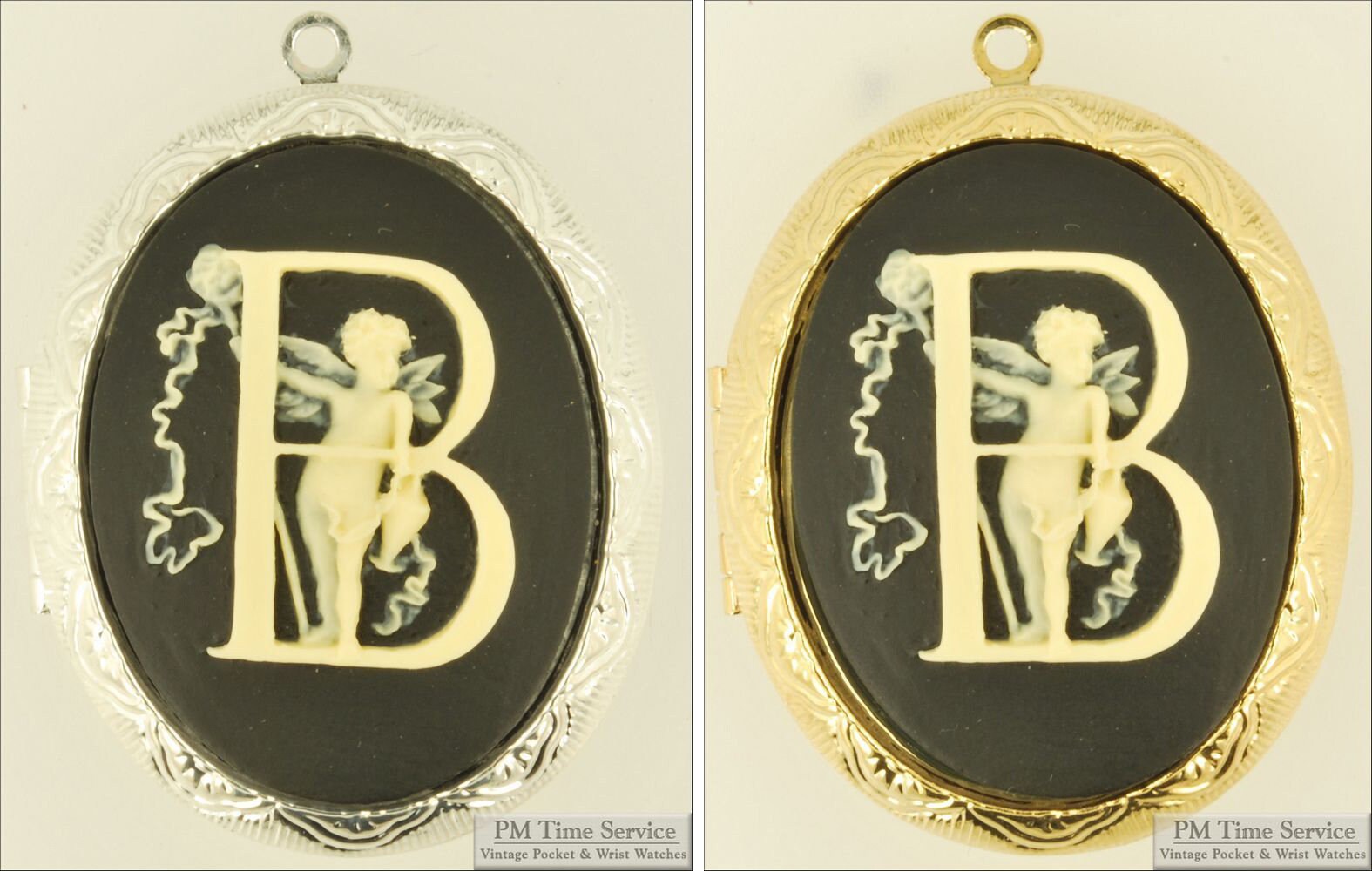 Large Oval Locket, Choice of Alphabet Letter Cameos, With Necklace ...