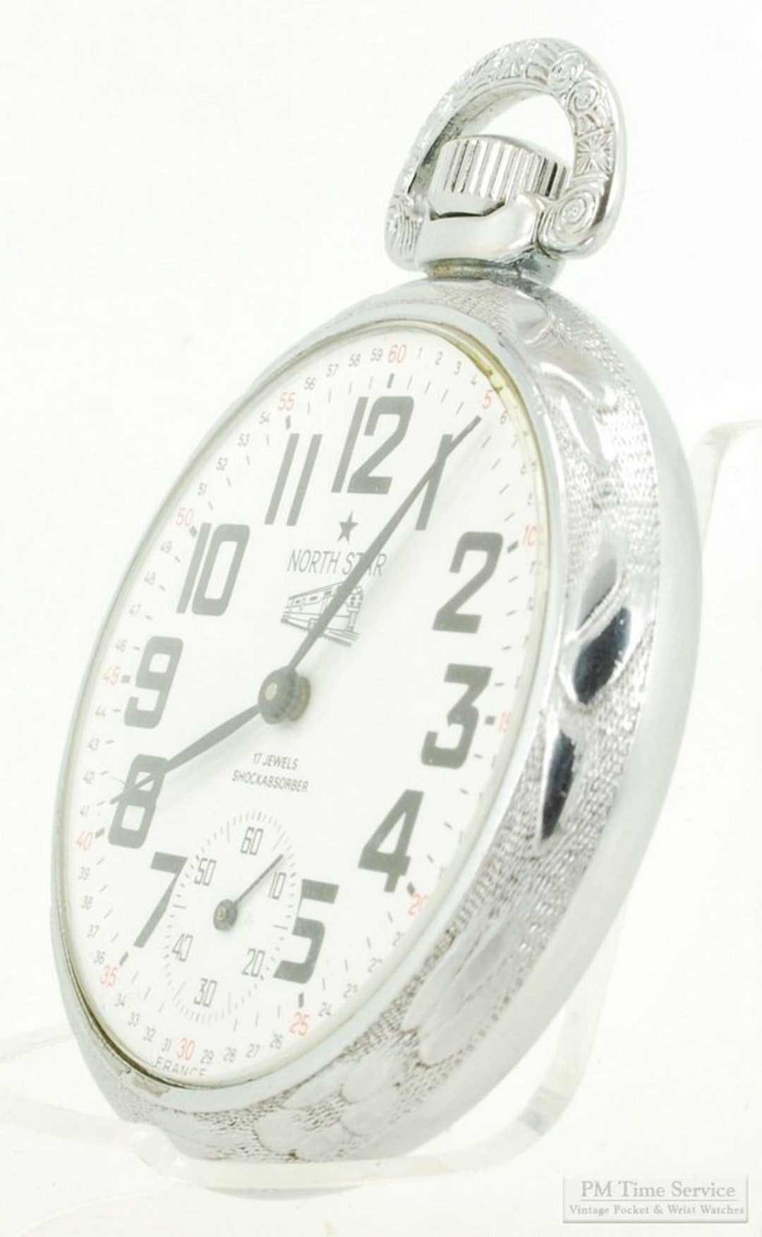 Precision Watch Co. france north Star Vintage Pocket Watch 42mm 17 Jewels Heavy Chrome Water resistant Case Etsy