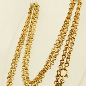 31 yellow gold plated vintage double-round link necklace with a spring ring clasp image 3