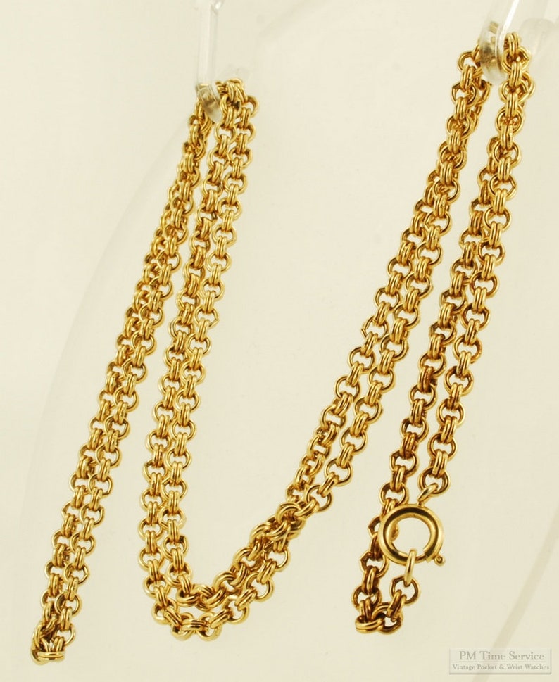 31 yellow gold plated vintage double-round link necklace with a spring ring clasp image 3