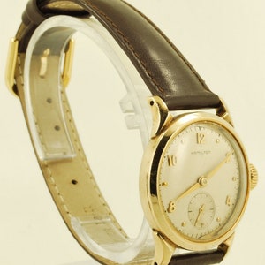 Hamilton vintage grade 747 wrist watch, 17 jewels, handsome yellow gold filled water-resistant Nordon model case image 2