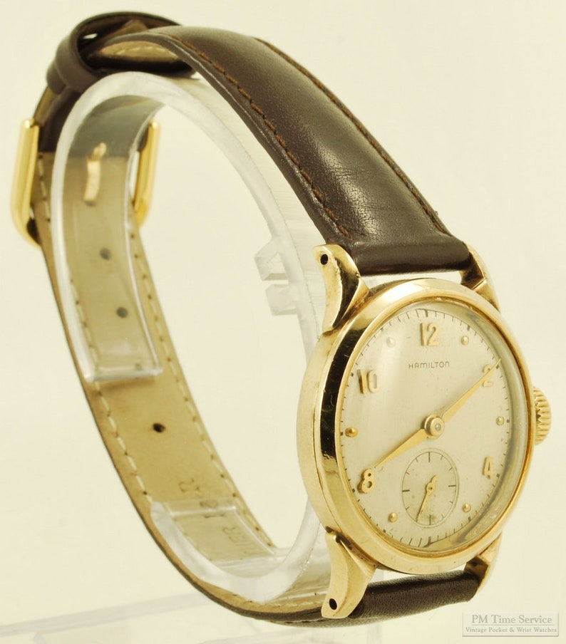 Hamilton vintage grade 747 wrist watch, 17 jewels, handsome yellow gold filled water-resistant Nordon model case 画像 2