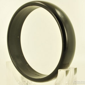 3 black solid acrylic cuff-style bracelet, 17mm wide band with slightly domed finish image 1