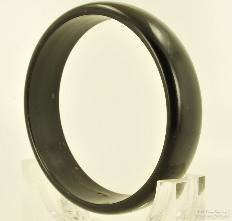 3 black solid acrylic cuff-style bracelet, 17mm wide band with slightly domed finish image 1