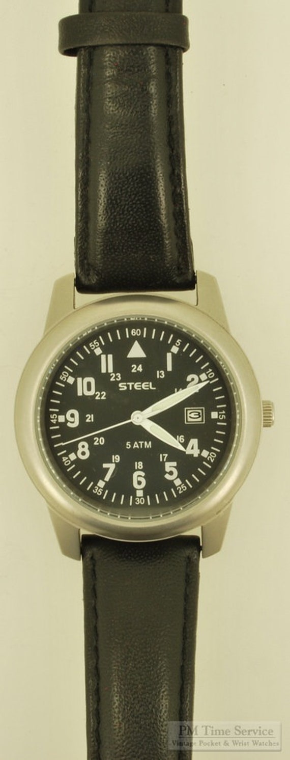 Steel quartz with date wrist watch, silver-toned … - image 4