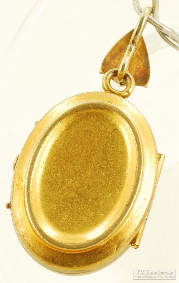 Gold-toned & crystal oval locket pocket watch cha… - image 3