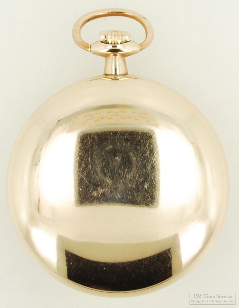 Waltham Vanguard vintage pocket watch, 18 size, 21 jewels, heavy yellow gold filled smooth polish SB&B case image 6