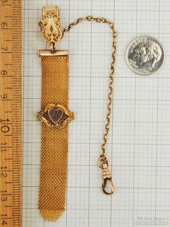 Vintage 4" yellow gold (filled) mesh ribbon-style… - image 3