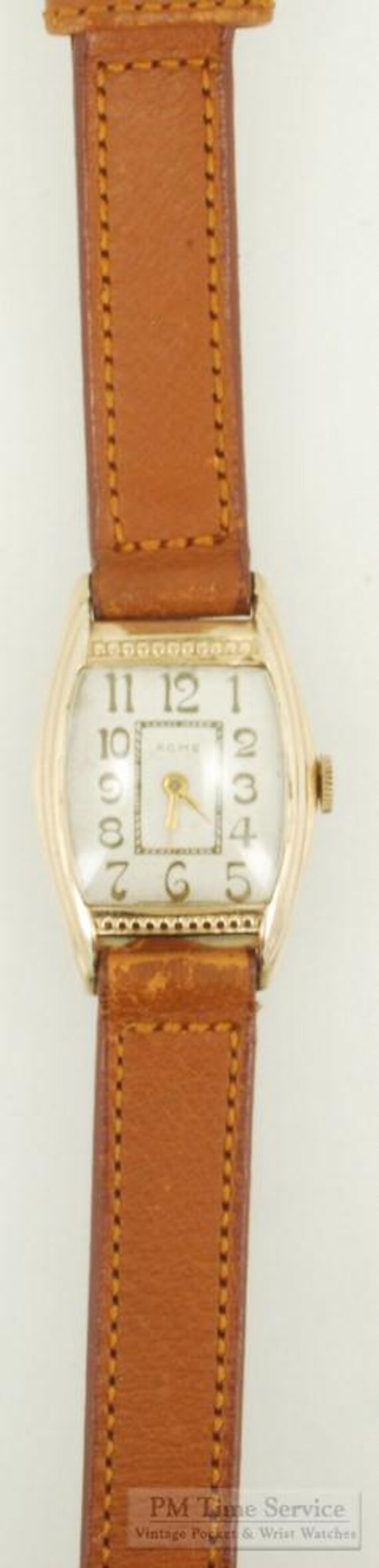 Everbright Watch Co. for Acme vintage wrist watch, 17 jewels, impressive yellow gold (filled) & stainless steel rectangular case View 4