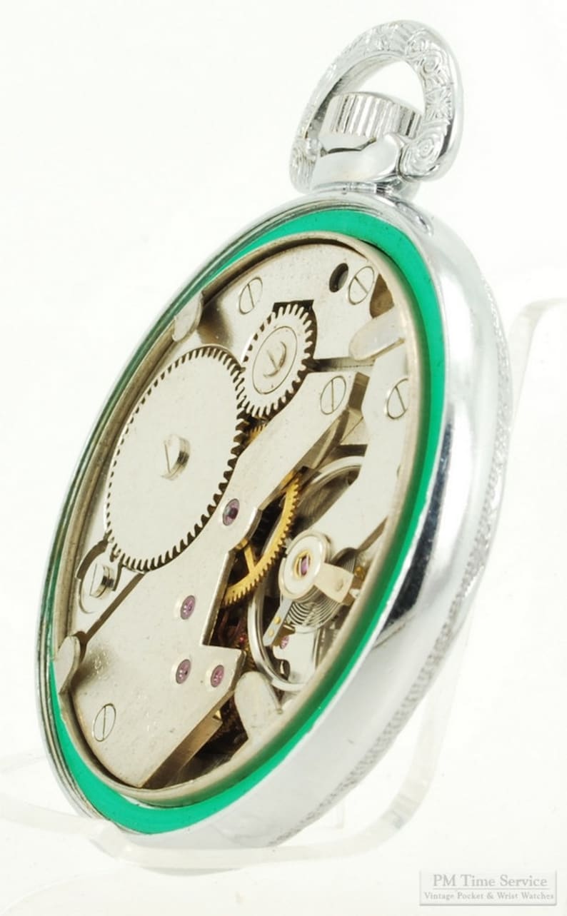 Precision Watch Co. France North Star vintage pocket watch, 42mm, 17 jewels, heavy chrome water-resistant case image 3