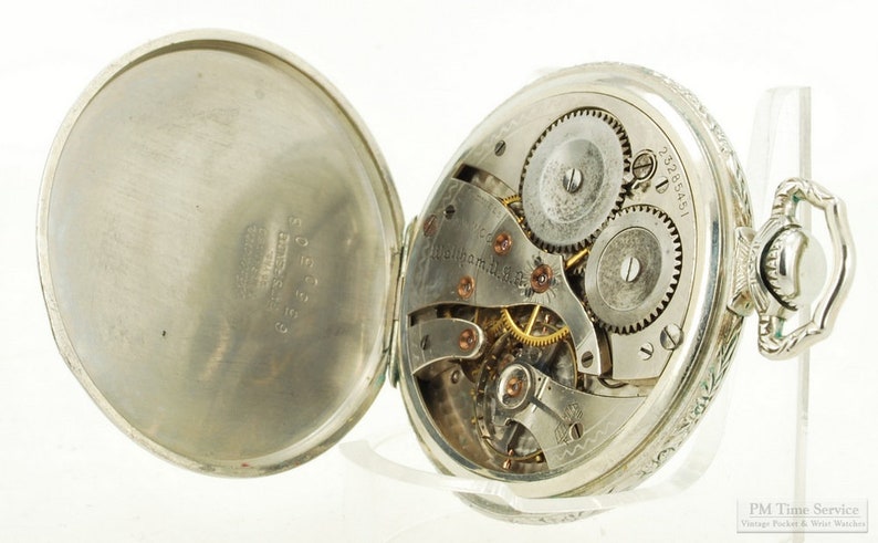 Waltham grade No. 1225 Colonial B vintage pocket watch, 12 size, 17 jewels, silver-toned engraved case, fancy dial image 4