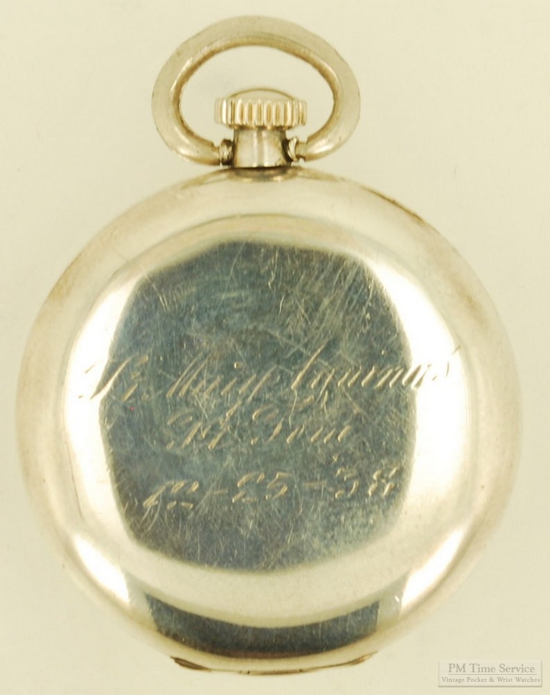 Waltham grade 315 vintage ladies' pocket watch, 3-0 size, 15 jewels, Sterling silver case, Mary Aquinas script image 7