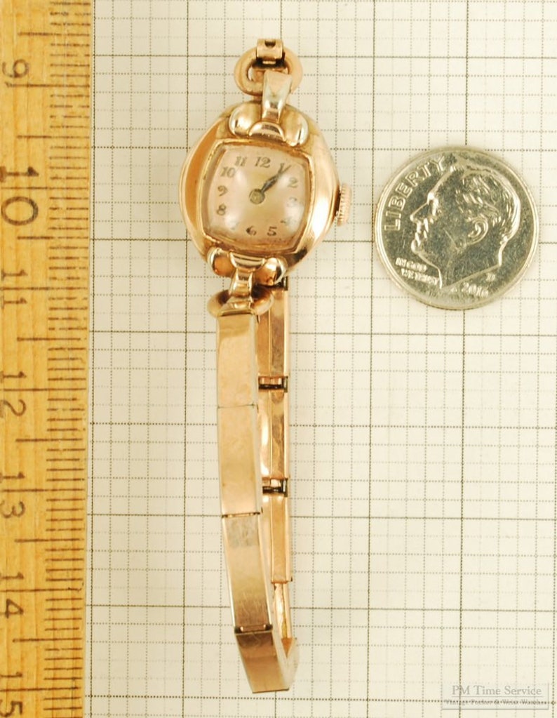 Gruen Guildite vintage ladies' wrist watch, 15 jewels, lovely rose gold filled & stainless steel oval case image 5