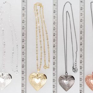 Heart shaped engraved locket, with a variety of material and necklace options image 7