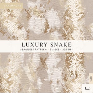 Luxury Gold Snake Print Seamless Pattern, Neutral Snakeskin Digital Paper, Elegant Python Texture Fabric Design, Glam Reptile Animal Print