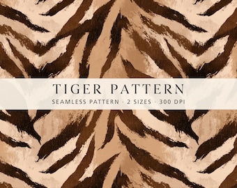 Seamless Tiger Print Pattern, Neutral Animal Print, Safari Digital Paper for Fabric & Surface Design, Commercial Use