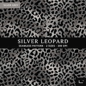 Silver gepardmönster, grått leopardmönster, digitalt papper, sömlöst djurtryck, neutral tygdesign, modern tapetstruktur