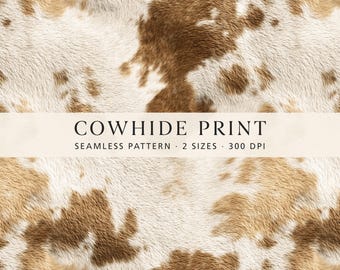 Braunes Rindsledermuster, Beige Kuhdruck-Digitalpapier, nahtloses westliches Stoffdesign, rustikale Tierdruck-Tapetentextur, kommerzielle Nutzung