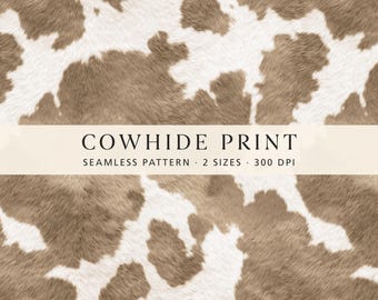 Beige Cowhide Print Seamless Pattern, Neutral Western Cow Print Digital Paper, Faux Cowhide Texture, Ranch Wallpaper Background