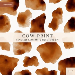 Patrón sin costuras de piel de vaca, manchas de vaca en acuarela, papel digital con estampado animal, diseño de tela de granja del oeste, superficie con textura de vaca, uso comercial.