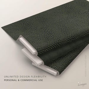 May include: A folded fabric featuring a dark black and olive green snakeskin pattern. The material has a textured, reptilian scale design across the surface. The text on the image reads UNLIMITED DESIGN FLEXIBILITY, PERSONAL & COMMERCIAL USE.
