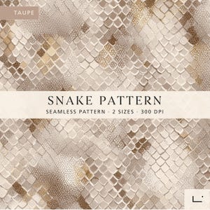 Papel digital sin costuras con estampado de piel de serpiente neutro, estampado de serpiente de lujo, estampado animal en color topo, diseño de tela de pitón, uso comercial.