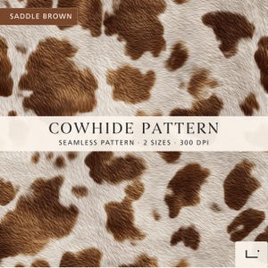 Classic Brown Cowhide Pattern, Realistic Western Cow Print Digital Paper, Rustic Ranch Fabric, Seamless Farmhouse Wallpaper, Commercial Use