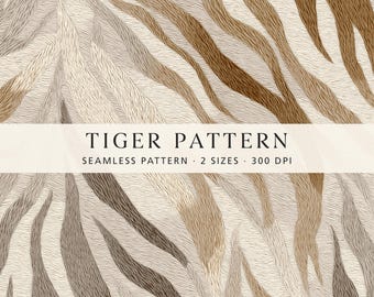 Neutrales Tigerstreifen-Muster, Beige Safari-Tierdruck-Digitalpapier, luxuriöse Dschungel-Textur, elegante neutrale Tapete