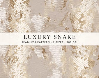 Luxus-Gold-Schlangenmuster, Neutrales Schlangenhaut-Digitalpapier, elegantes Python-Textur-Stoffdesign, Glam-Reptil-Tierdruck
