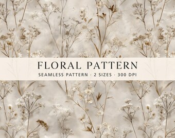 Schleierkraut-Muster, Schleierkraut Digitales Papier, Neutrale Blumentapete, elegantes botanisches Stoffdesign, nahtlose Rapporttapete