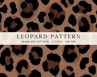 Leopard Nahtloses Druckmuster, Tierdruck Digitales Papier, Dunkles Safari-Muster, Braunes Leoparden Stoffdesign, Kommerzielle Nutzung