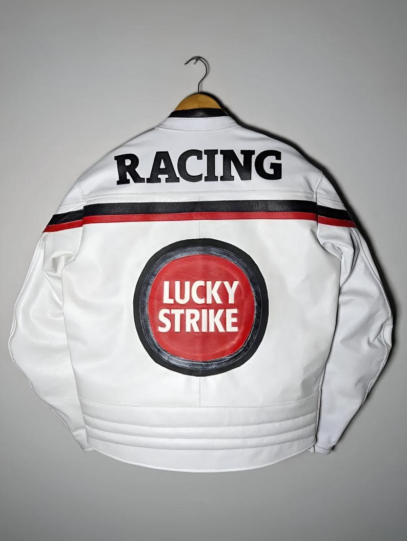 Lucky Strike Racing Leather Biker Jacket: Vintage Motogp Cafe Racer - Etsy