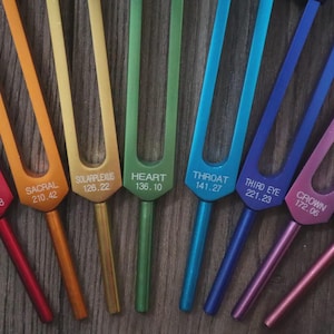 Colored Chakra Soul set of 8 Unweighted Tuning Forks for Sound Energy Field Healing with Activator & Pouch